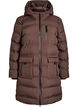 Puffer-takki hupulla ja taskuilla, Ruskea, Packshot image number 0