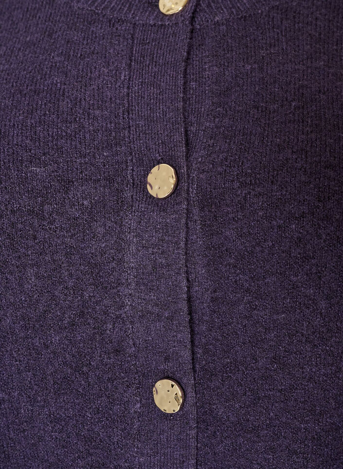 Neuletakki pehme&auml;st&auml; neuleesta kullanv&auml;risill&auml; napeilla, Violetti, Packshot image number 2
