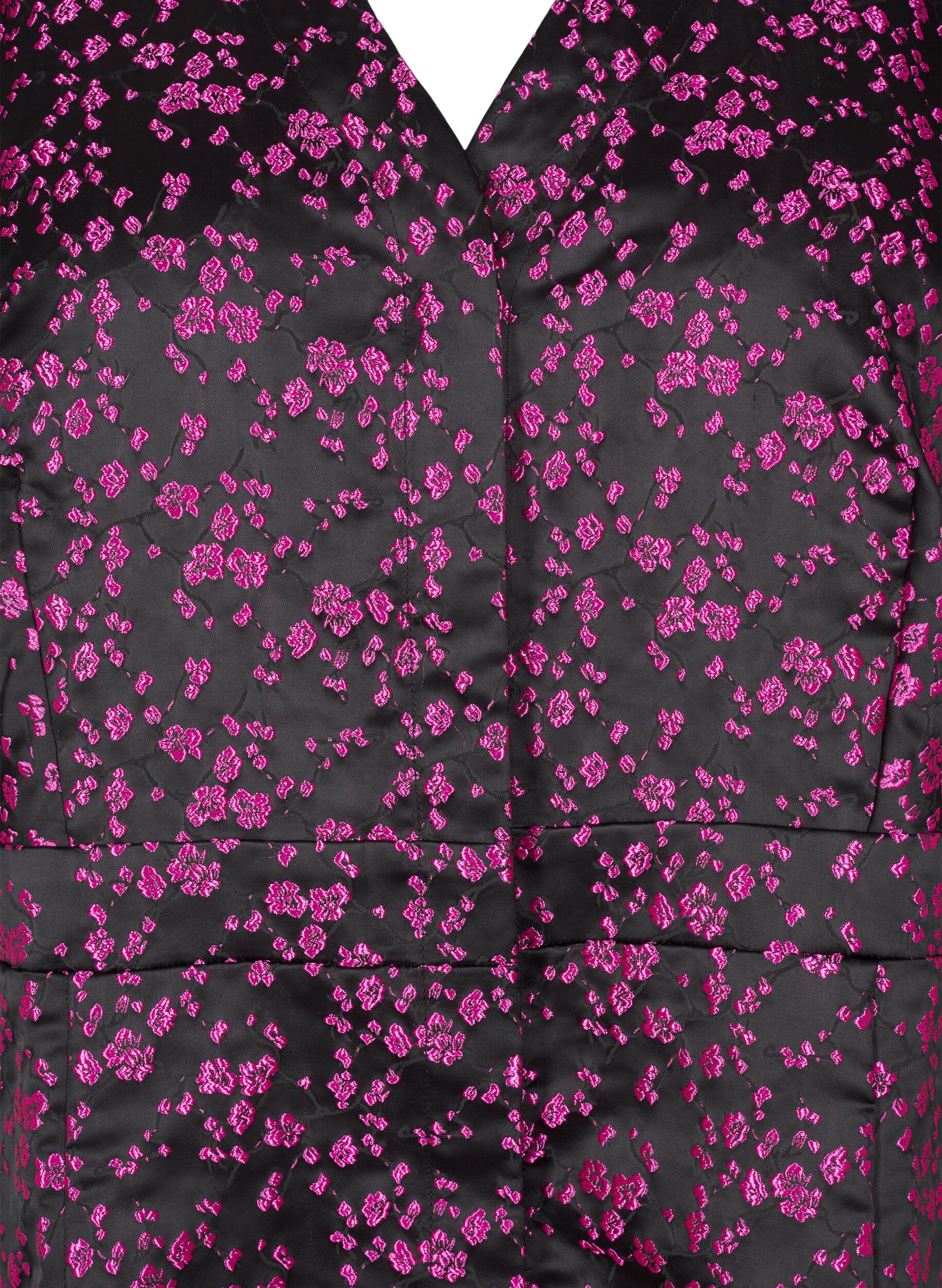 Zizzi Polvipituinen mekko kirjailtuja kukkia, Black Pink Flower, Packshot image number 2