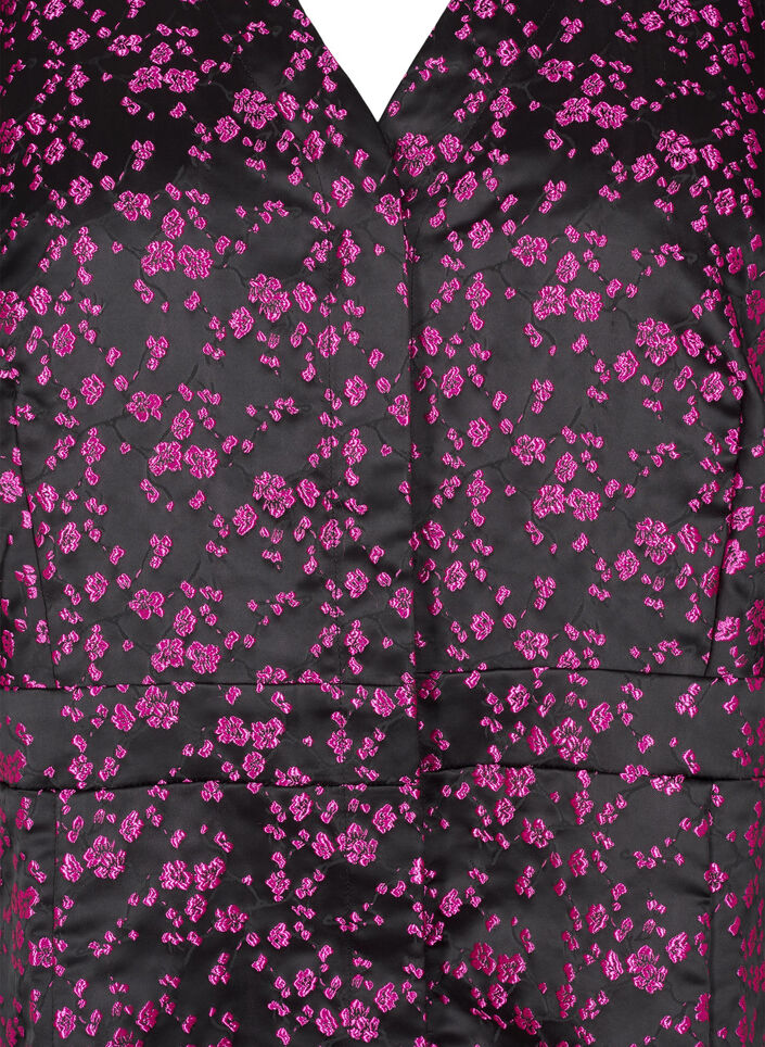 Polvipituinen mekko kirjailtuja kukkia, Black Pink Flower, Packshot image number 2