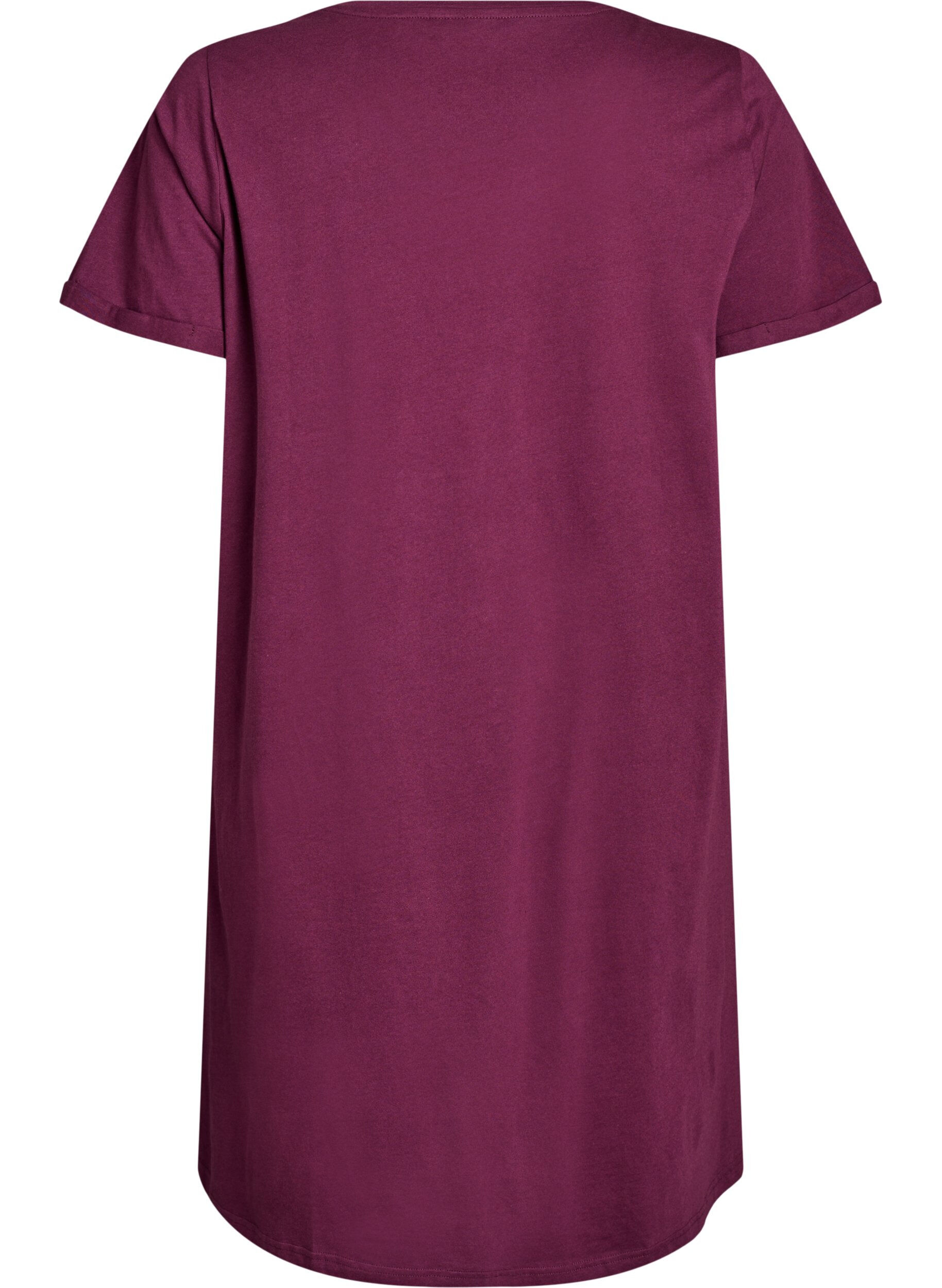 ZizziLyhythihainen y&ouml;paita luomupuuvillaa, Tumma Bordeaux, Packshot image number 1