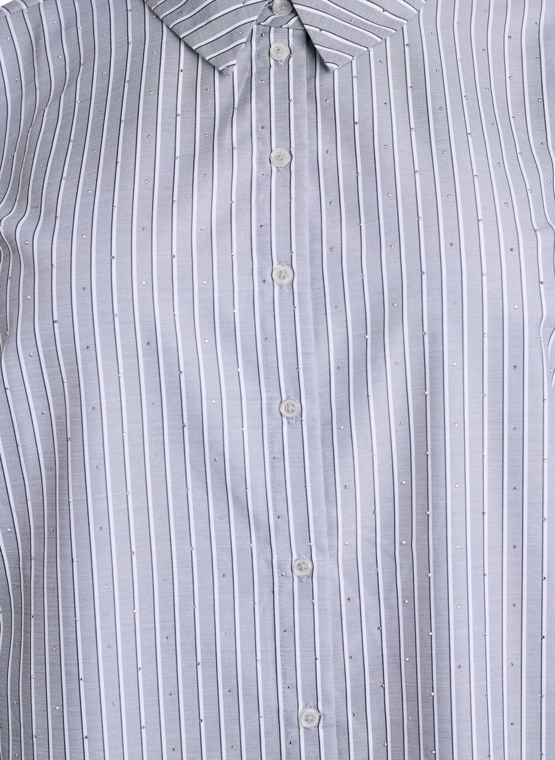 Zizzi Raidallinen paita niiteill&auml;, Musta, Packshot image number 2