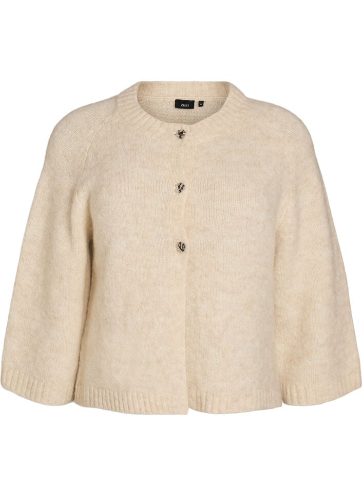 Villasekoite neuletakki 3/4-hihoilla, Beige, Packshot