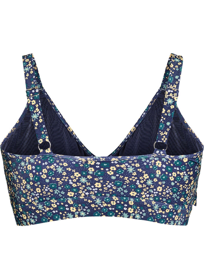Kukallinen bikinien yl&auml;osa r&ouml;yhel&ouml;yksityiskohdilla, Sininen, Packshot image number 1
