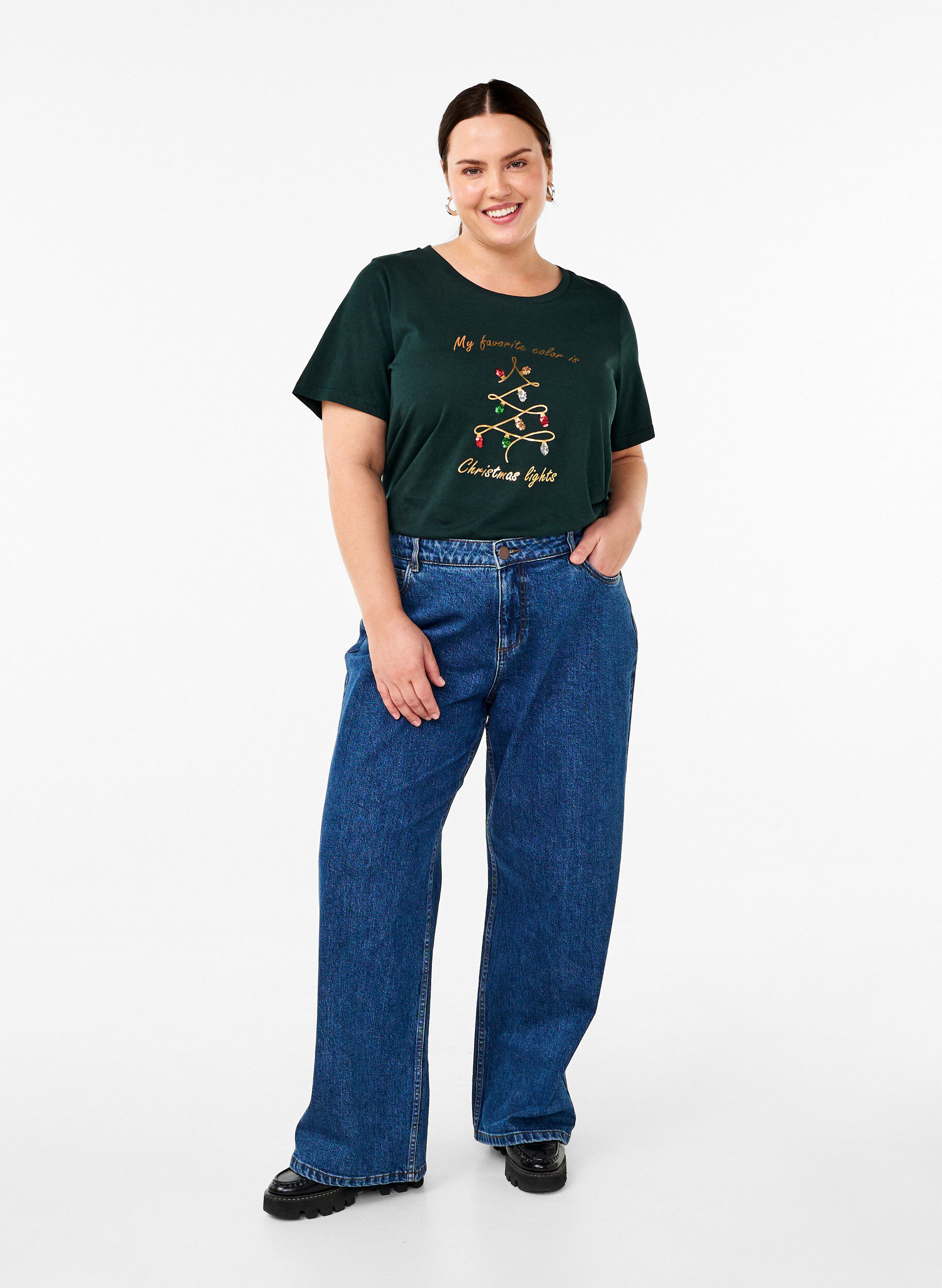 Zizzi Jouluiset t-paidat 100 % puuvillaa, Scarab w. Tree, Model image number 2