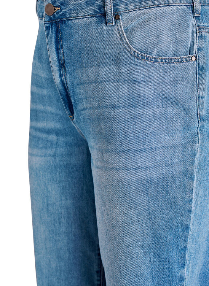 Cropped Kiana -farkut suoralla istuvuudella ja nappiyksityiskohdilla, Sininen, Packshot image number 2