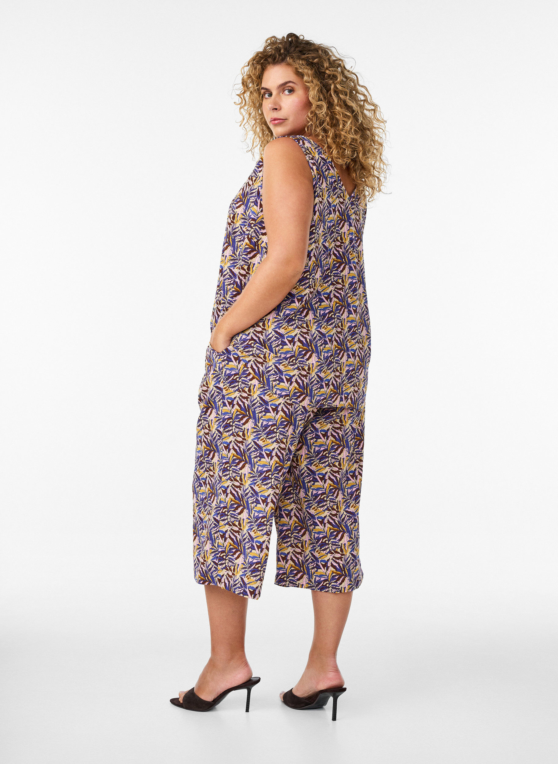 ZizziCulottes-housut kuosilla, Beige, Model image number 1