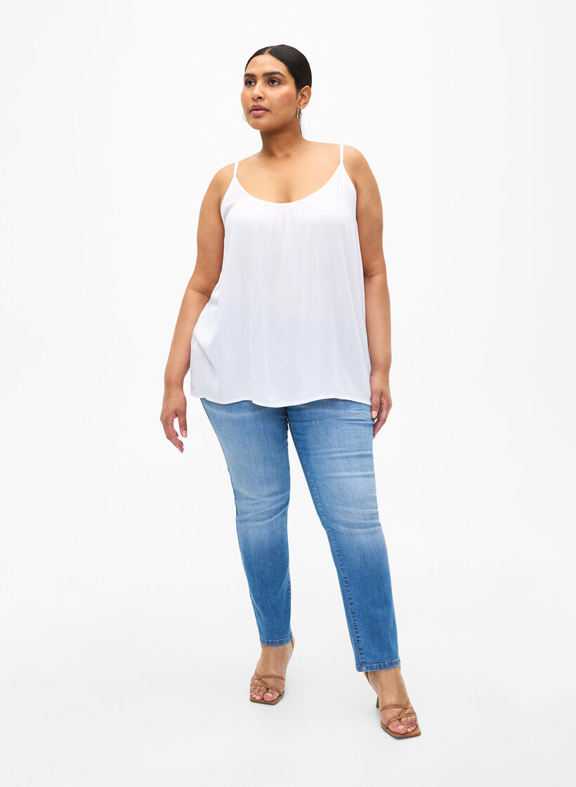 Olkaimellinen toppi viskoosia, Valkoinen, Model image number 1