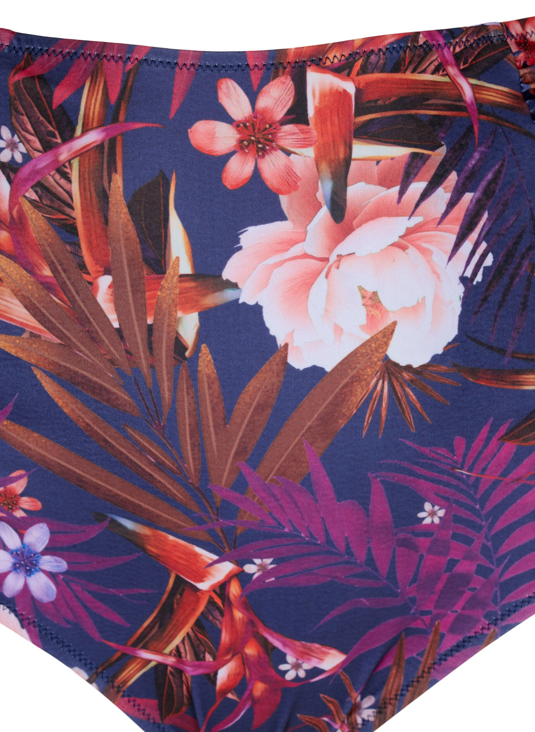 Zizzi Raidallinen bikinialaosa korkealla vy&ouml;t&auml;r&ouml;ll&auml;, Violetti, Packshot image number 2