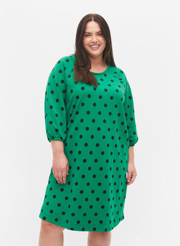 Pilkullinen mekko 3/4-hihoilla, Jolly Green Dot, Model image number 0