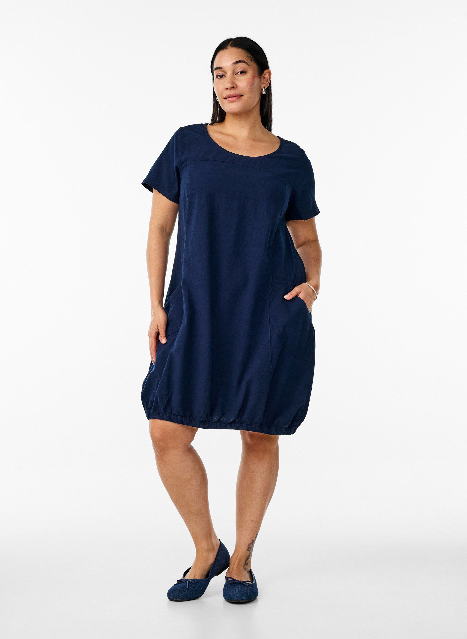 ZizziLyhythihainen puuvillamekko, Sininen, Model image number 1
