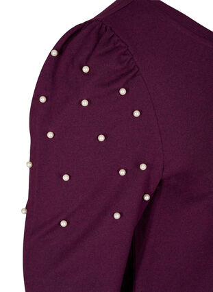 Pitkähihainen pusero koristehelmillä, Purple Melange, Packshot image number 3