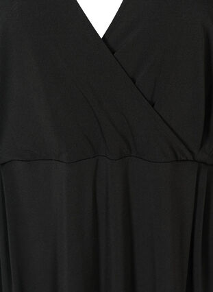 Pitkähihainen mekko v-aukolla, Black, Packshot image number 2