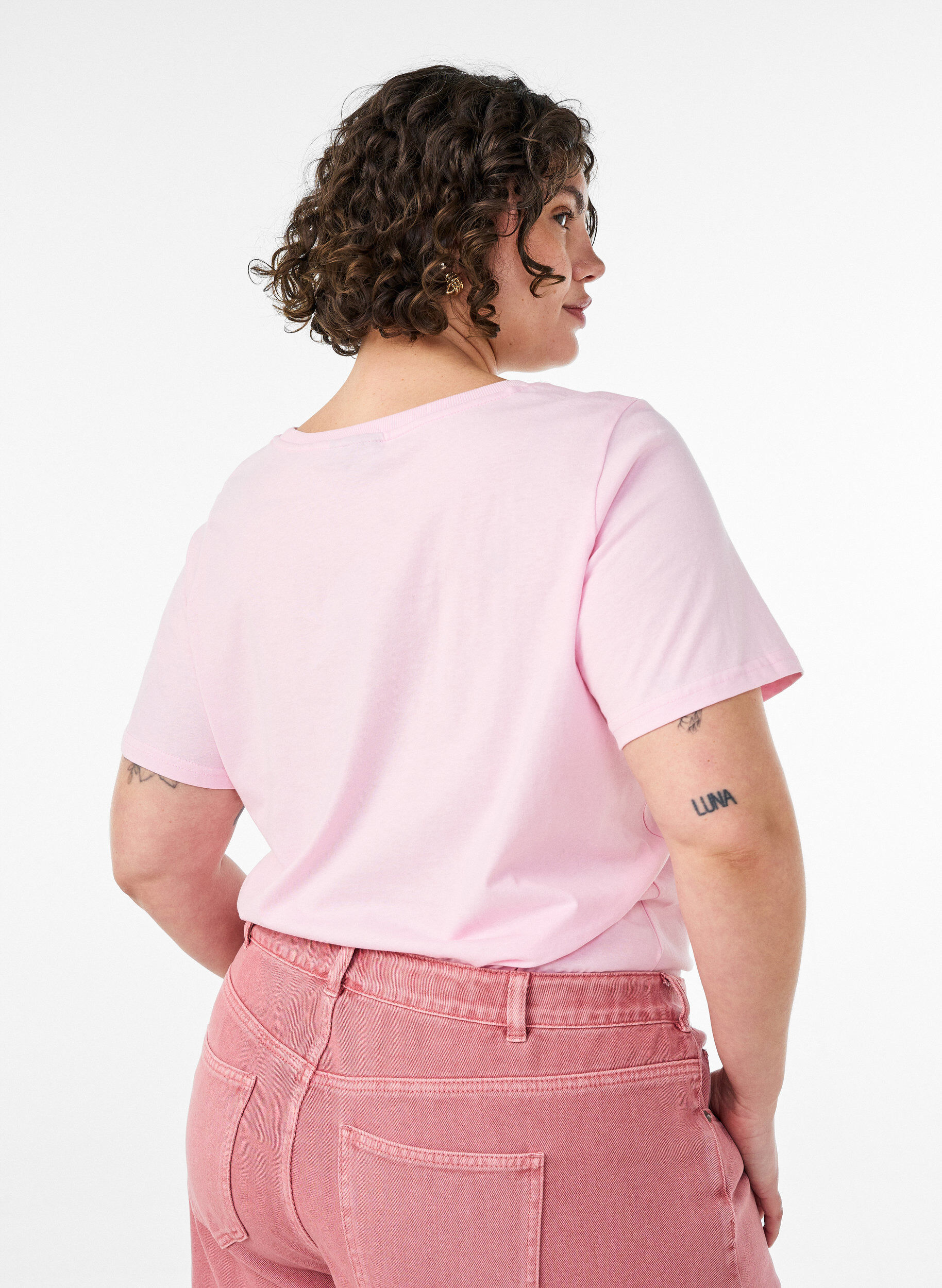 ZizziPuuvillainen T-paita etupainatuksella, Vaaleanpunainen, Model image number 2