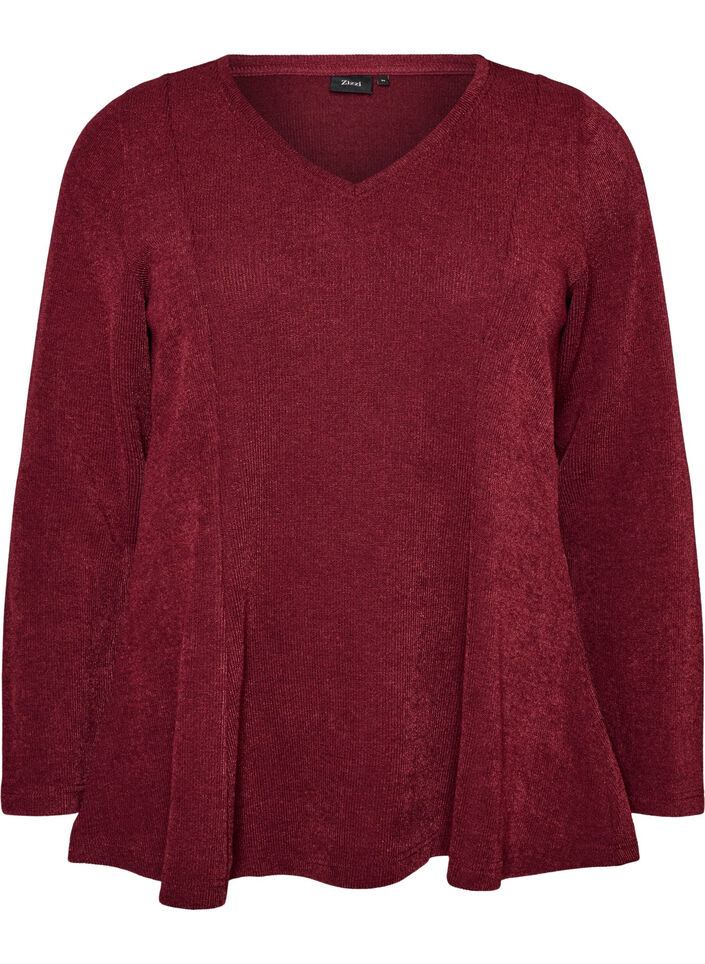 Jerseypusero ribatulla pinnalla ja A-linjaisella mallilla, Punainen, Packshot image number 0