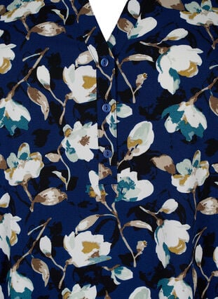 Kukallinen tunika ¾-hihoilla, P. Blue Flower AOP, Packshot image number 2