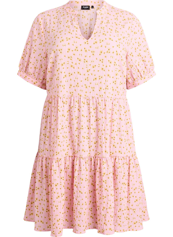 Lyhyt A-linjainen mekko, Vaaleanpunainen, Packshot image number 0