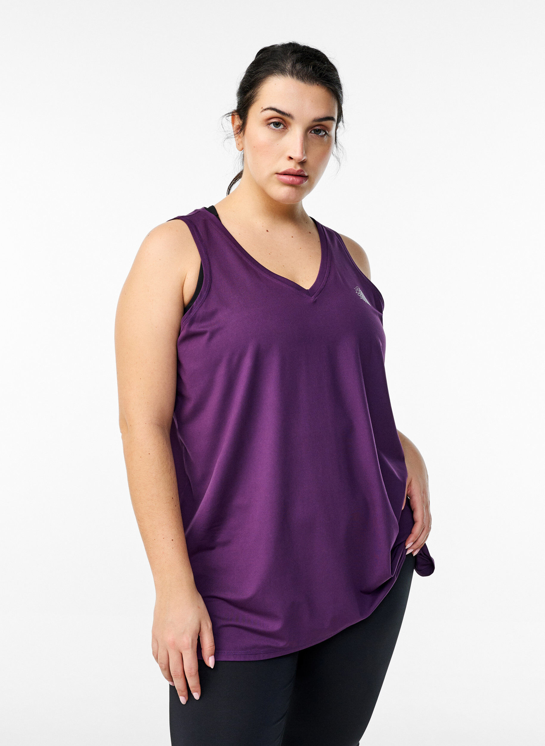 ZizziTreenitoppi V-p&auml;&auml;ntiell&auml;, Violetti, Model image number 0