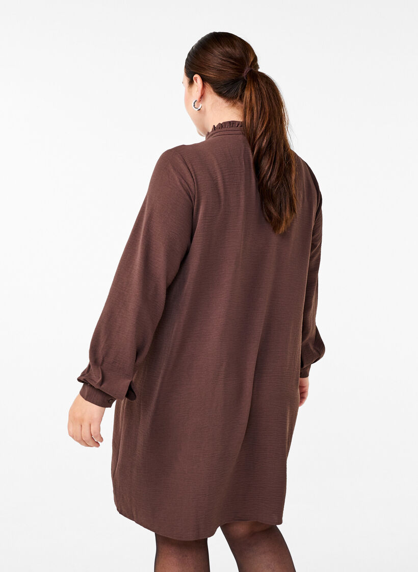 Pitkähihainen mekko, jossa röyhelökoriste, Chocolate Martini, Model image number 1