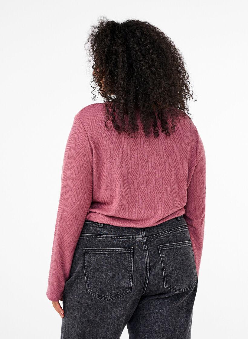 Kuvioitu paita pitkillä hihoilla, Ruskea, Model image number 2