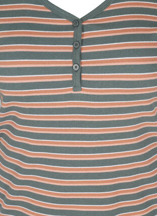 Raidallinen t-paita puuvillaa, Balsam Green Stripe, Packshot image number 2