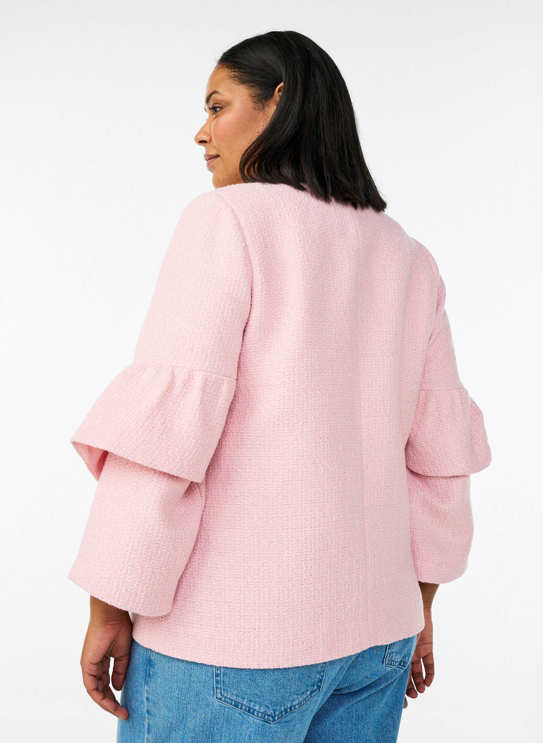 ZizziBoucl&eacute;-takki r&ouml;yhel&ouml;yksityiskohdilla, Vaaleanpunainen, Model image number 2