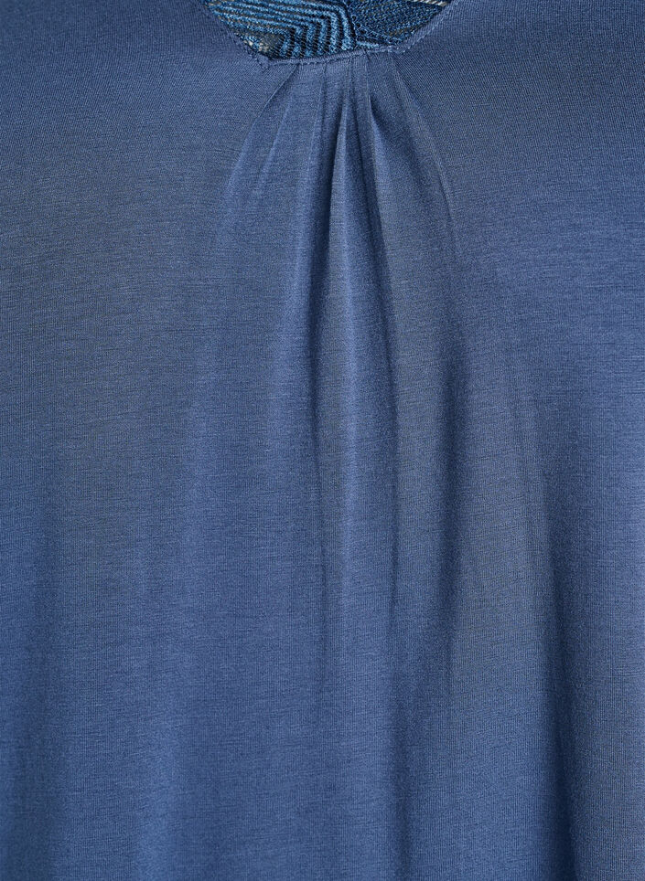 Viscoosipaita pitsiyksityiskohdilla ja 3/4-hihoilla, Sininen, Packshot image number 2