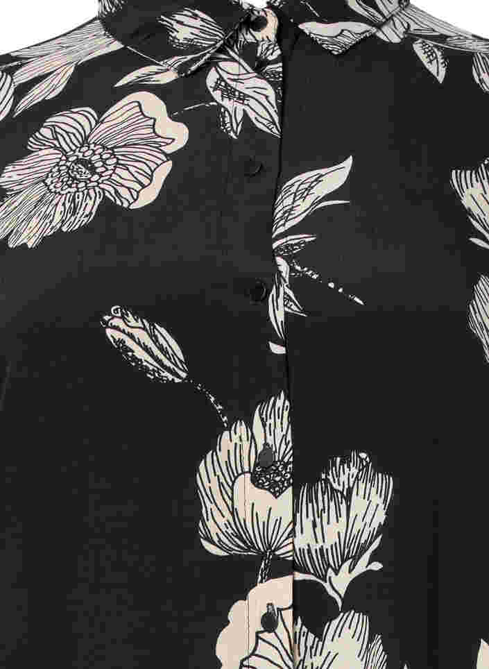 Kukallinen paitamekko viskoosista, Black White AOP, Packshot image number 2