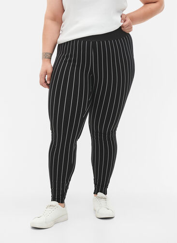 liituraita leggingsit, Black/White Stripes, Model image number 0
