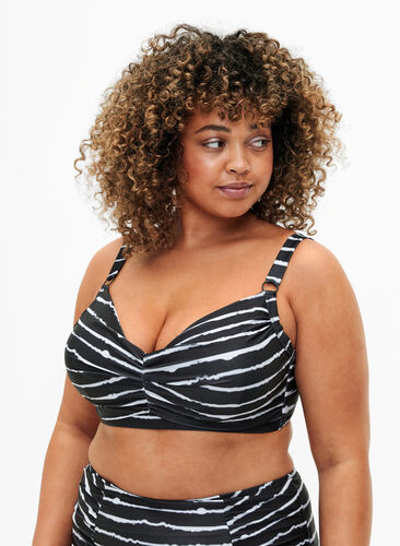 Bikiniliivi kuviolla ja kaarituella, Black White Stripe, Model image number 0