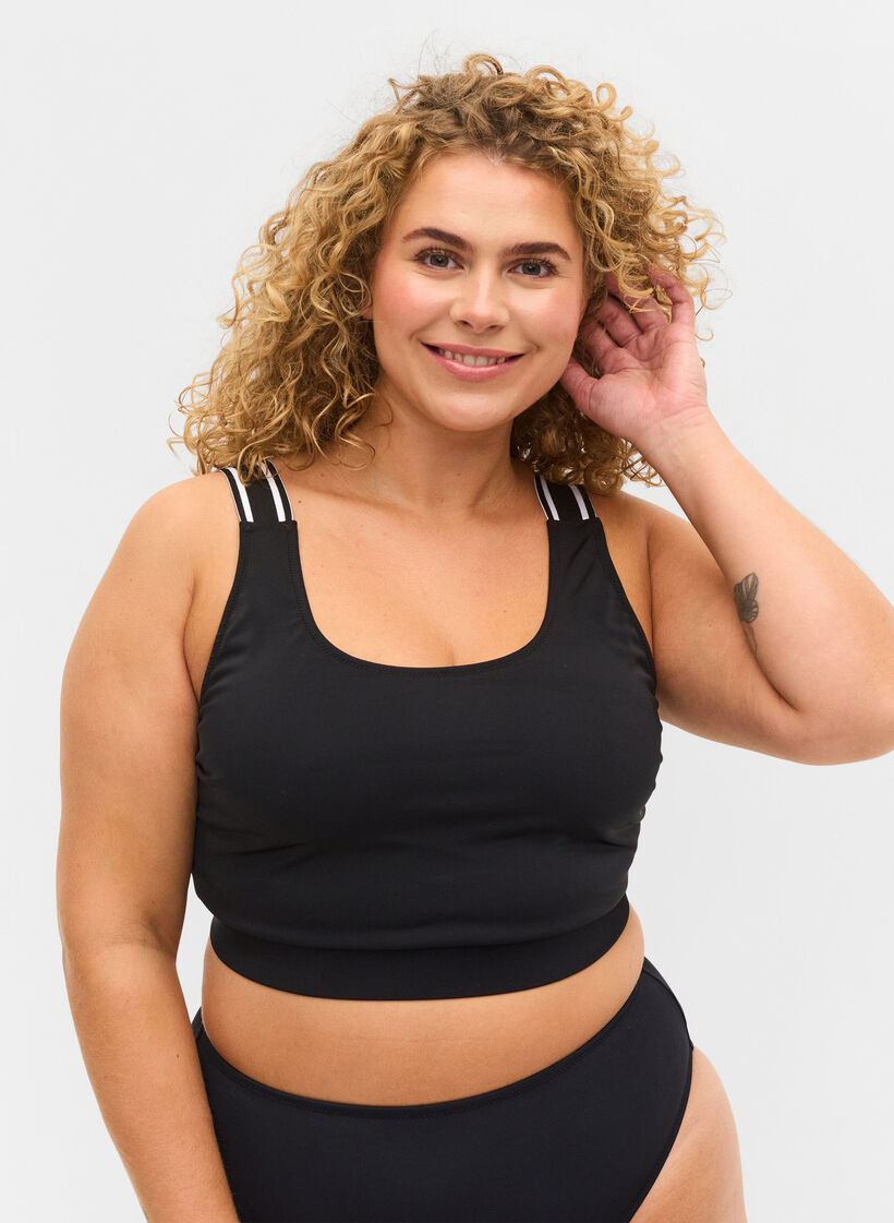 Bikiniyläosa raidallisilla olkaimilla, Black, Model image number 0