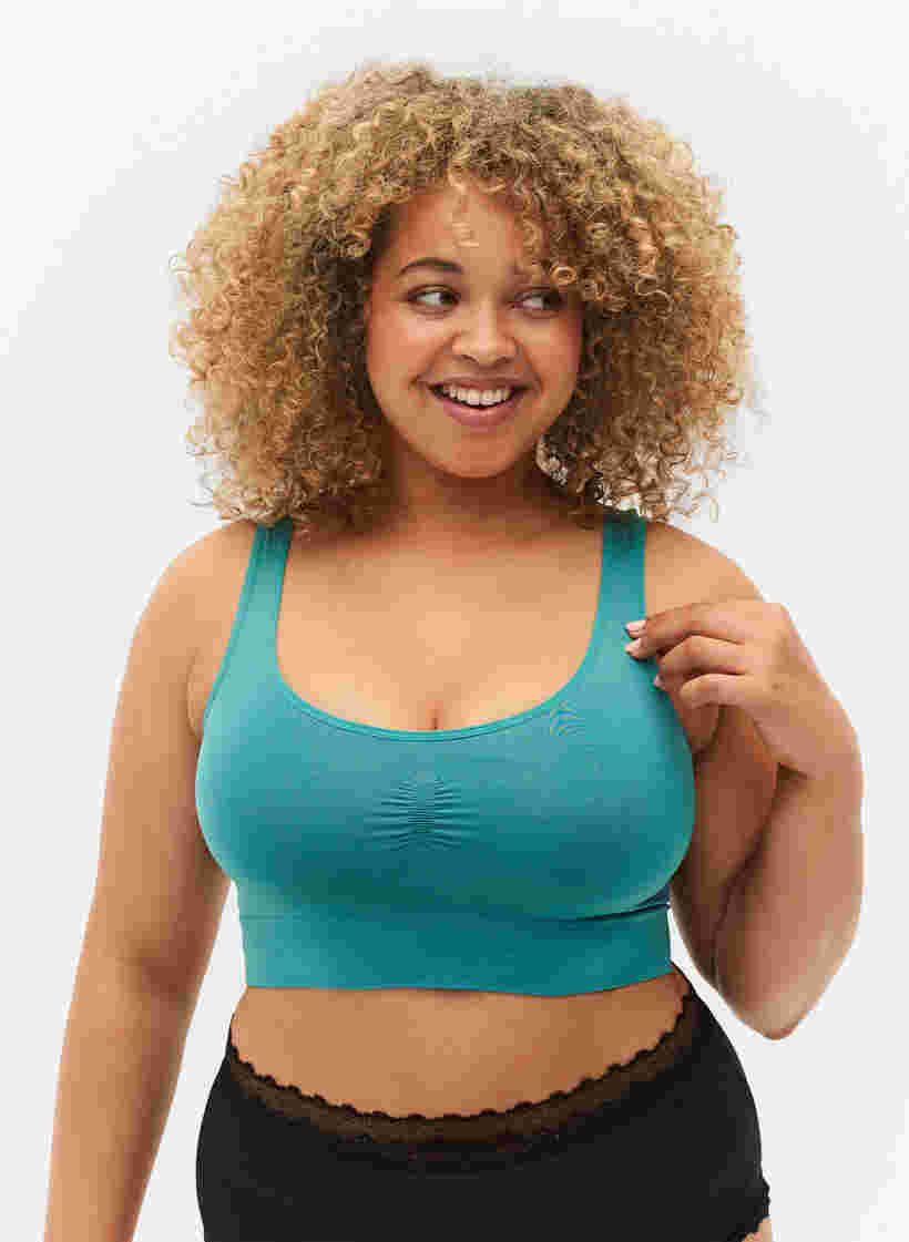 Pehmeät rintaliivit ilman toppausta, Green-Blue Slate, Model image number 0