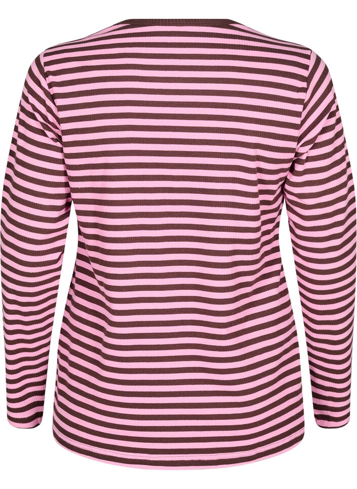 Raidallinen pusero pitkill&auml; hihoilla, Vaaleanpunainen, Packshot image number 1