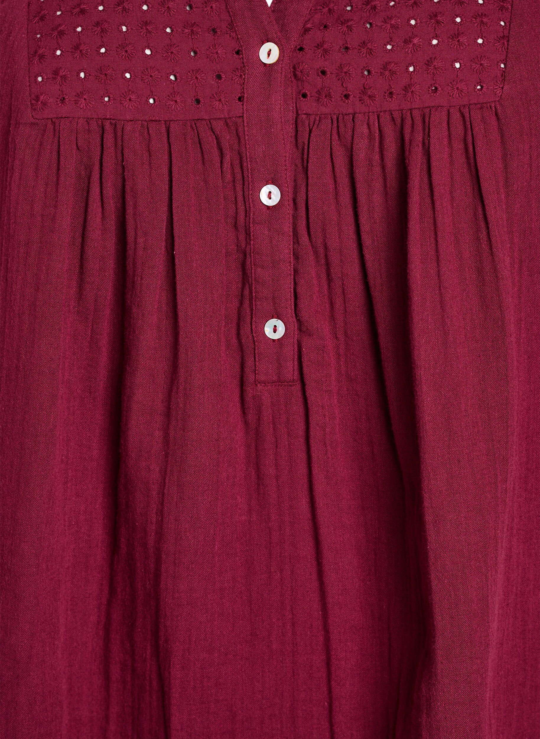 ZizziPuuvillamusliinitunika brodeeratulla pitsill&auml;, Tumma Bordeaux, Packshot image number 2