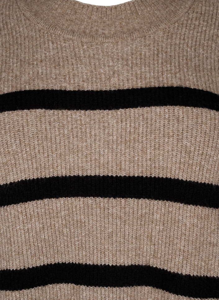 Pitkähihainen raidallinen neulemekko, Desert Taupe Comb, Packshot image number 2