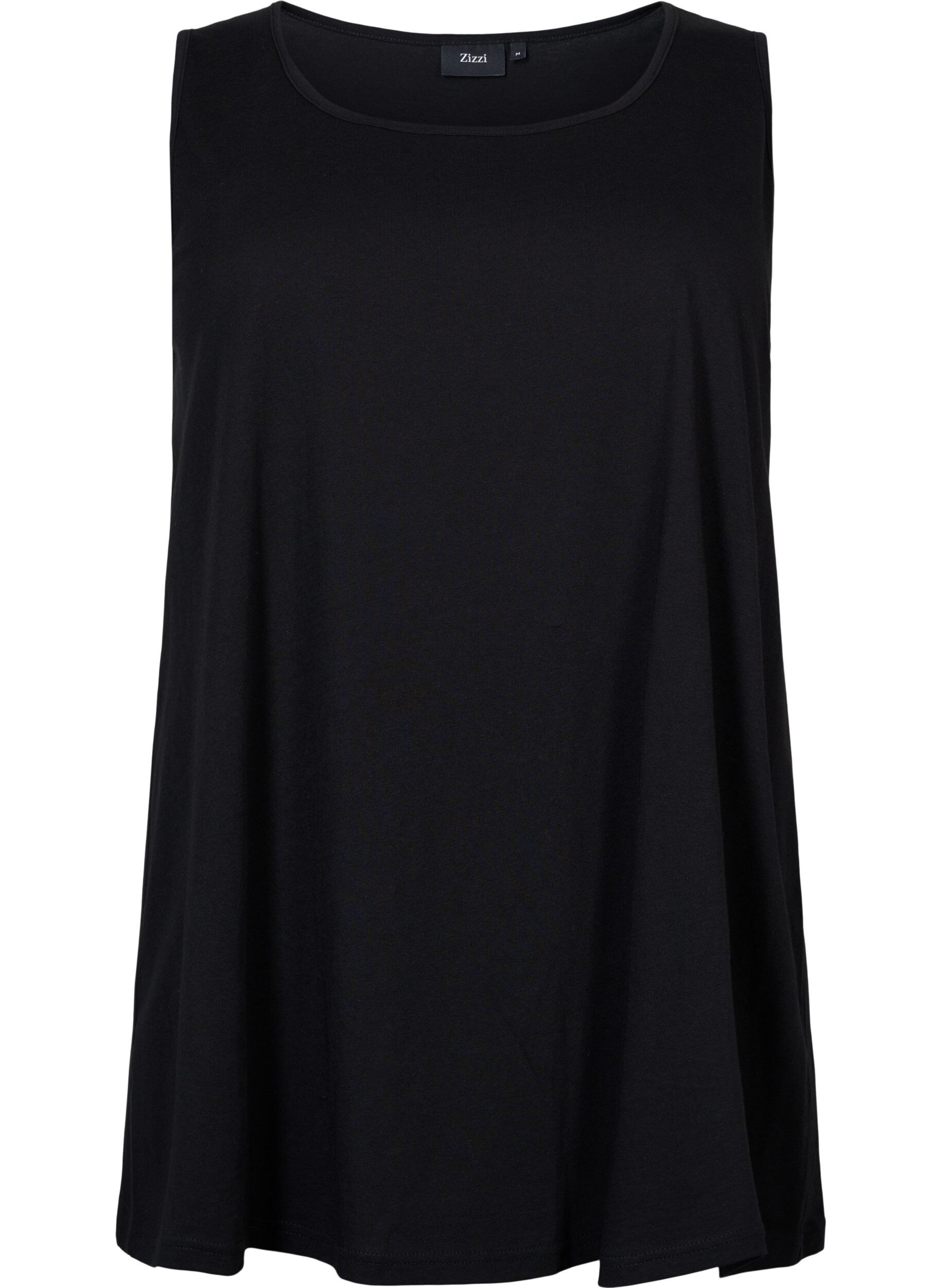 Zizzi Puuvillatoppi A-mallissa, Musta, Packshot image number 0