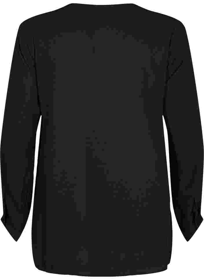 Yksivärinen paita v-aukolla, Black, Packshot image number 1