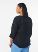 Paita puuvillamusliinissa, jossa broderie anglaise -kirjailu, Musta, Model image number 2