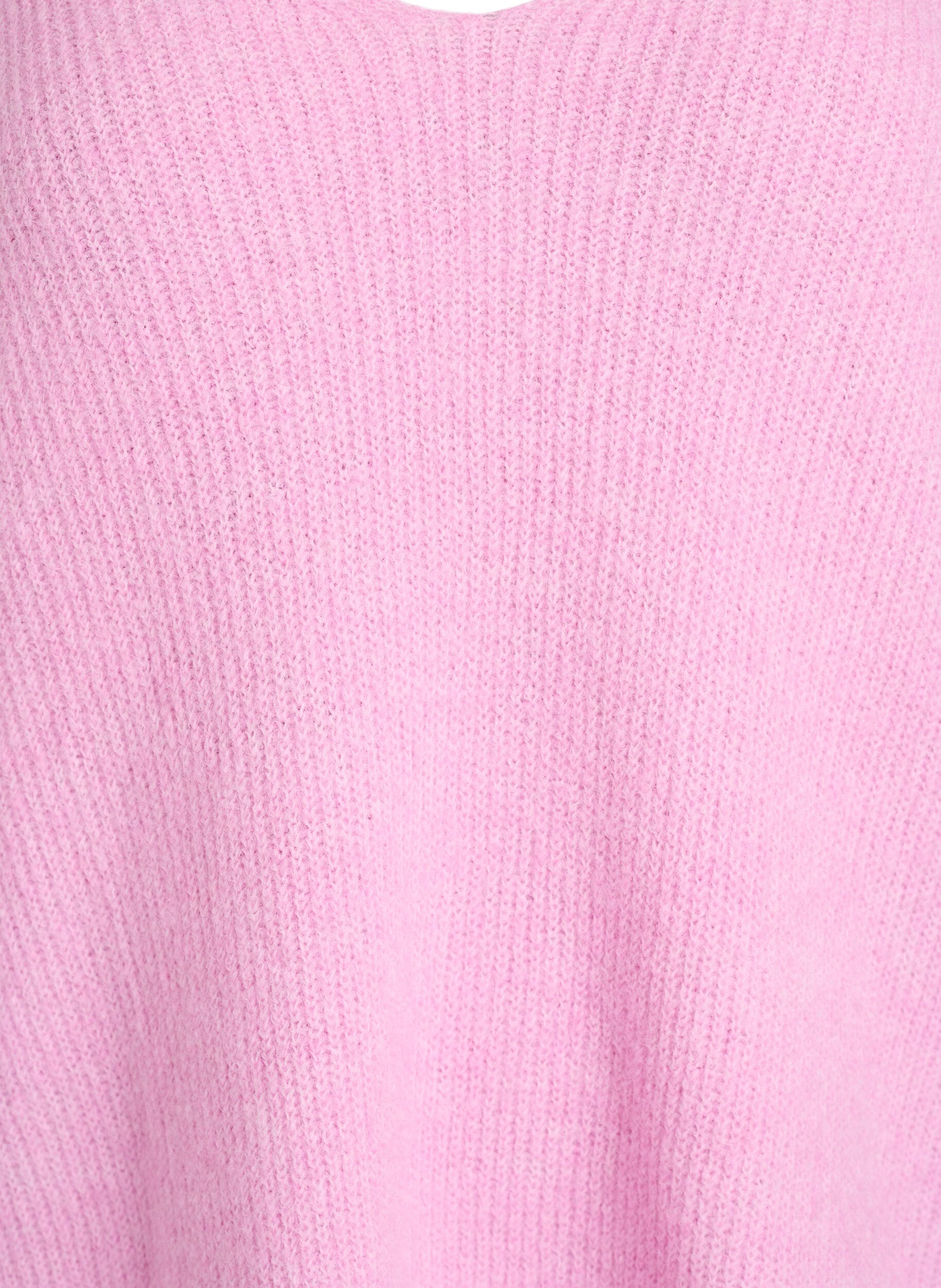 ZizziNeulepusero v-p&auml;&auml;ntiell&auml; ja raglanhihoilla, Vaaleanpunainen, Packshot image number 2
