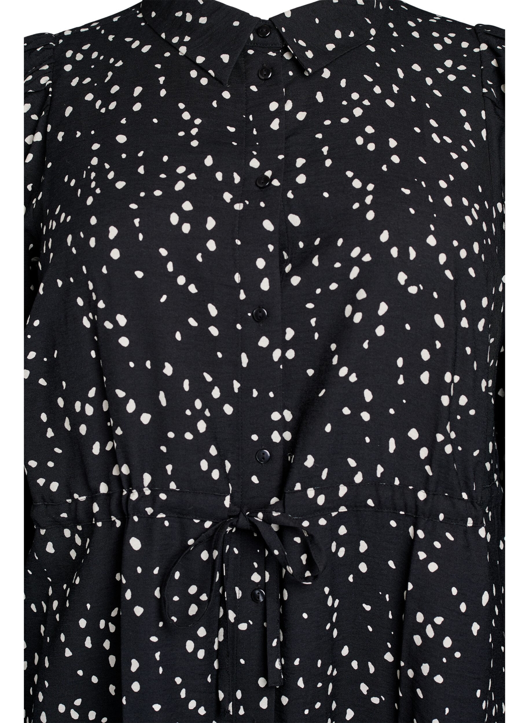 Zizzi Paitamekko, jossa on solmittava vy&ouml; ja printti, Musta, Packshot image number 2