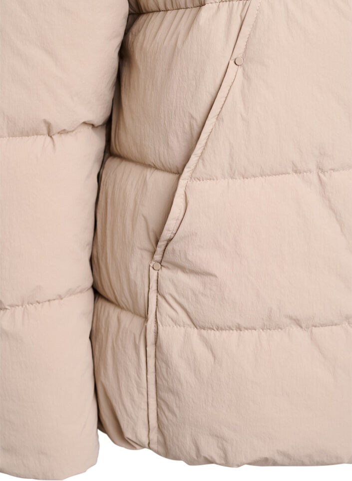 Lyhyt topattu toppatakki korkealla kauluksella, Beige, Packshot image number 3