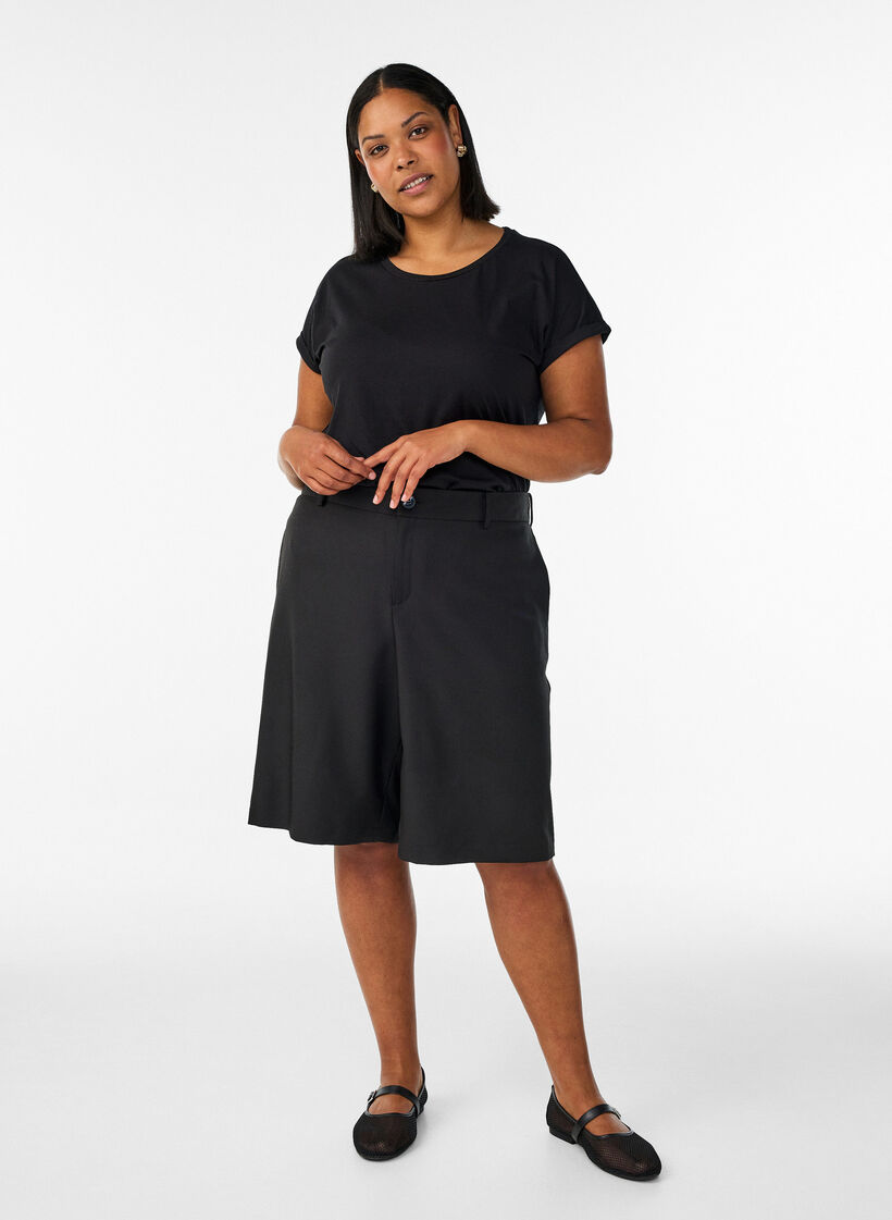 Lyhythihainen t-paita puuvillasekoitteesta, Musta, Model image number 1