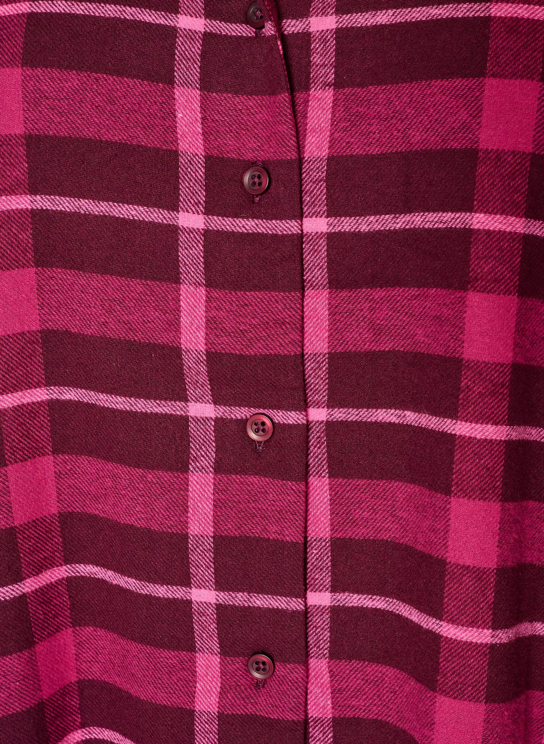 ZizziPitk&auml;hihainen ruudullinen puuvillapyjamapaita, Punainen, Packshot image number 2