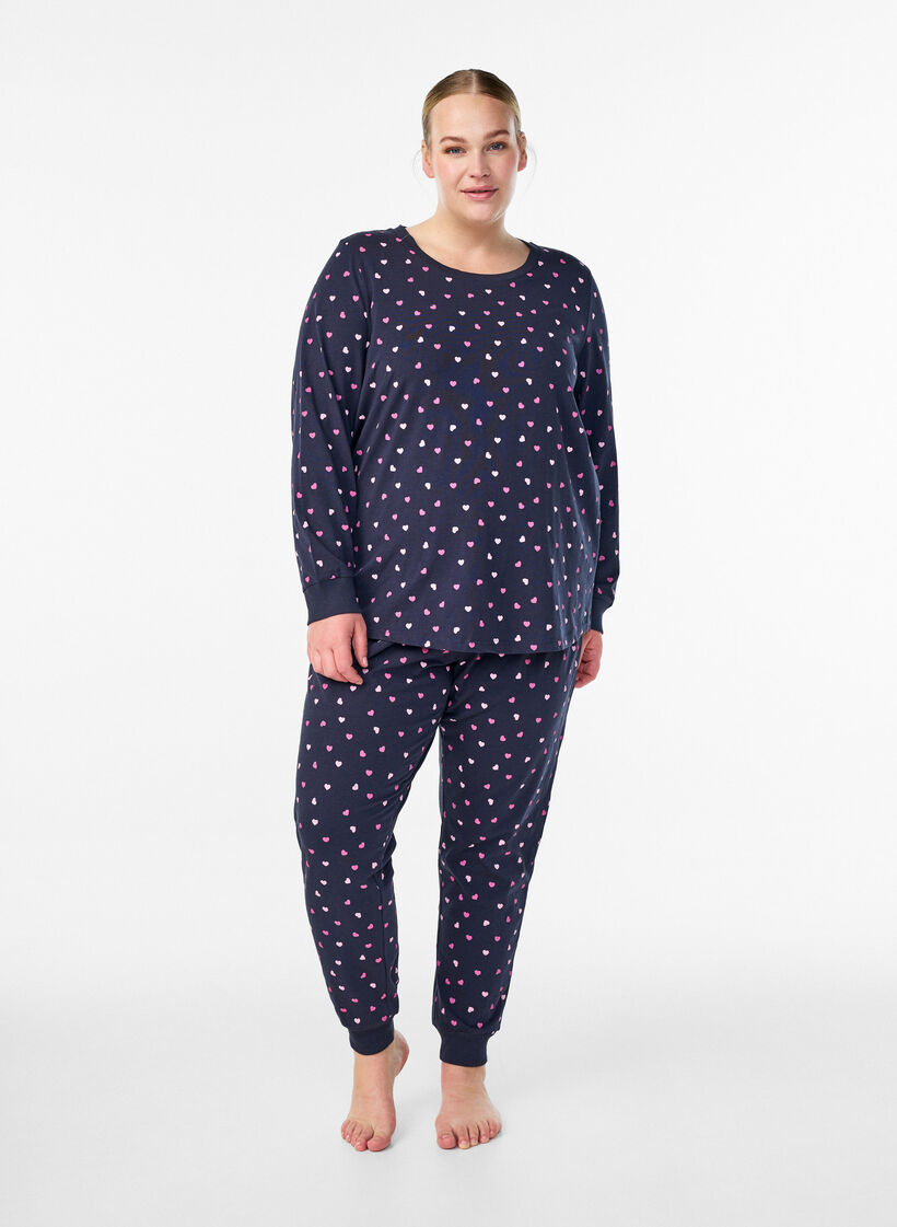 Painetut pyjamahousut, Sininen, Model image number 0