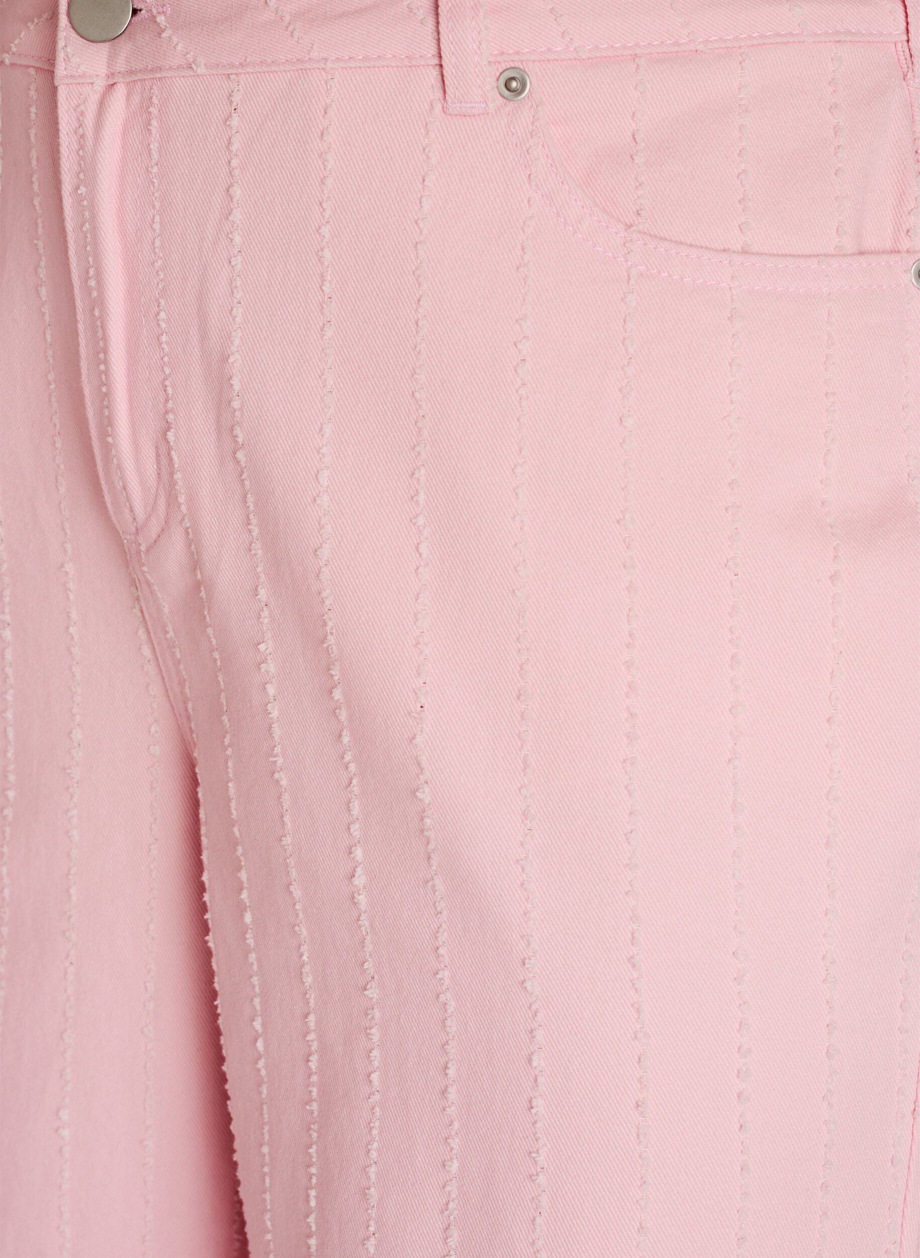 Zizzi Myra-farkut v&auml;rillisest&auml; denimist&auml;, leve&auml;lestiset ja teksturoidulla kuviolla, Punainen, Packshot image number 2