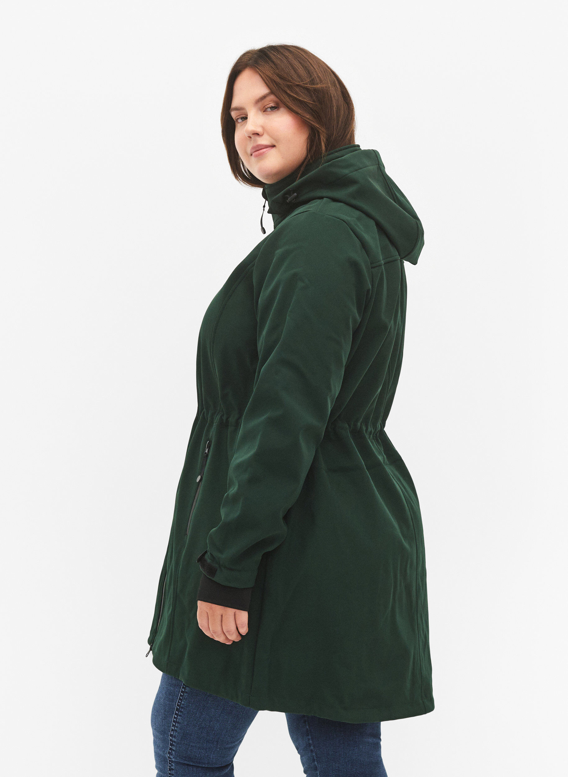 ZizziSoftshell-takki irroitettavalla hupulla, Vihre&auml;, Model image number 2
