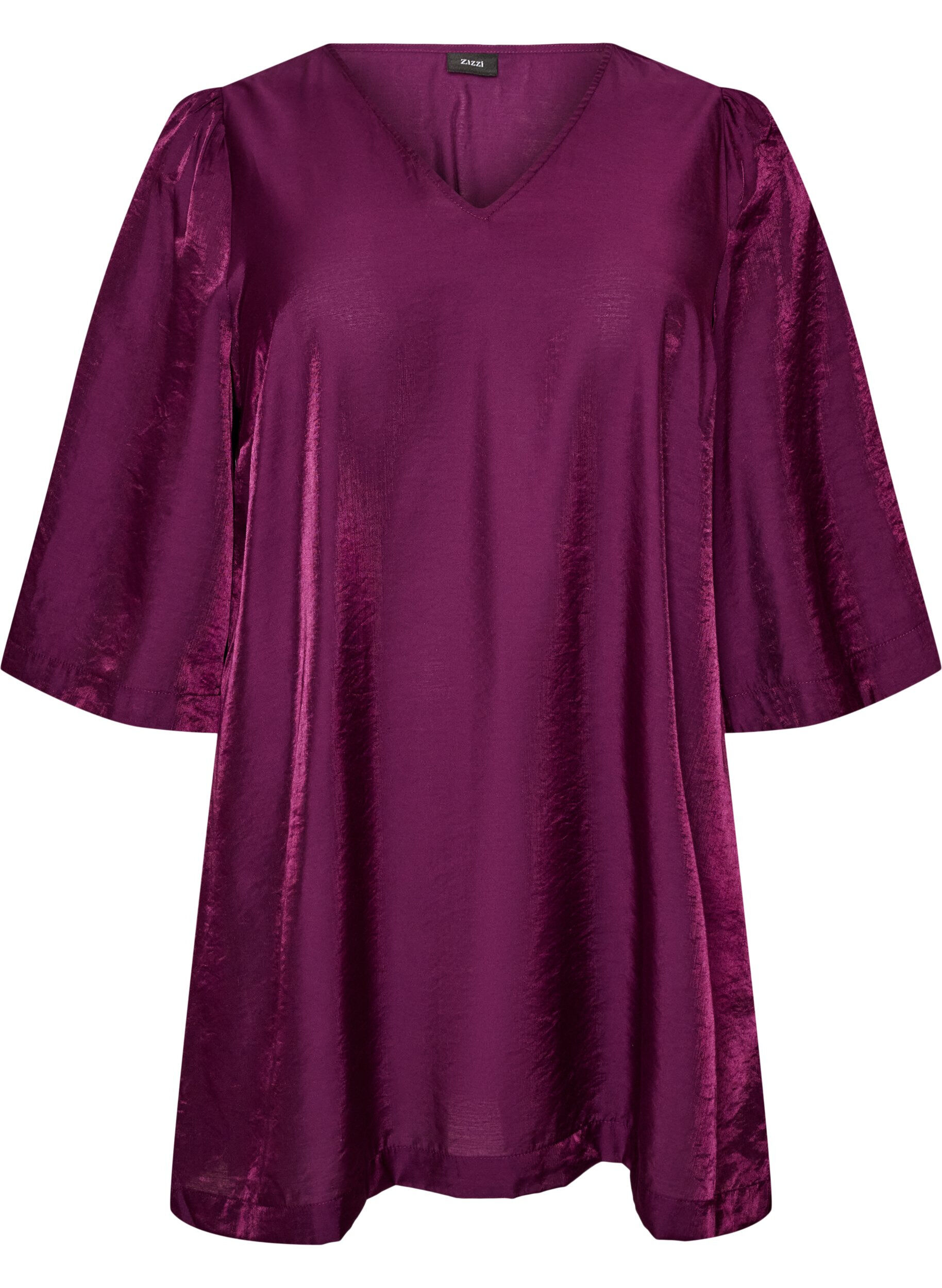 ZizziKiilt&auml;v&auml; tunika V-p&auml;&auml;ntiell&auml; ja 3/4-hihoilla, Violetti, Packshot image number 0