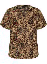 Pusero lyhyill&auml; hihoilla ja v-p&auml;&auml;ntiell&auml;, Ruskea