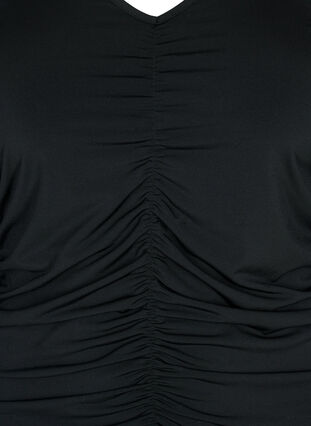 Drapeerattu pusero V-kaula-aukolla, Black, Packshot image number 2