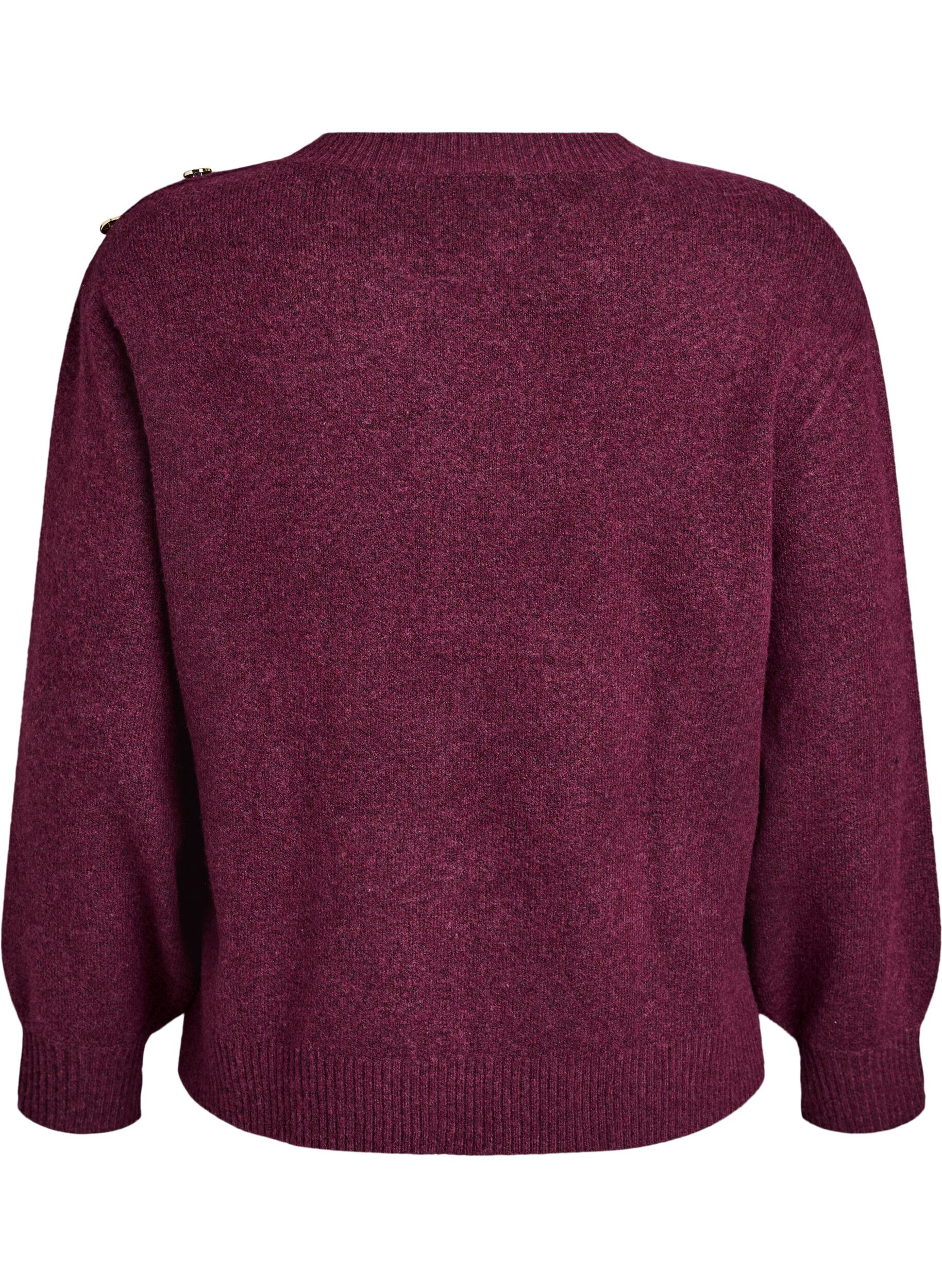 ZizziNeulepusero nappiyksityiskohdalla, Tumma Bordeaux, Packshot image number 1